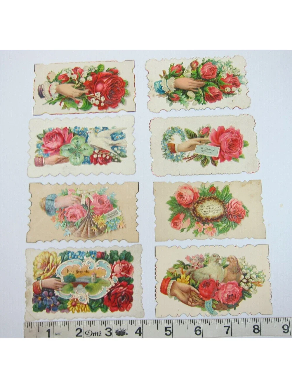 Antique Ephemera Lot of 8 Victorian 19th Century Calling Love Cards Hidden Names